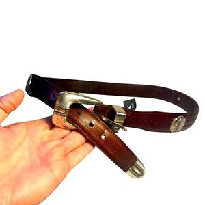 Golf belt with braiding and medallions - Onyx by Brighton - silver buckle - 41”